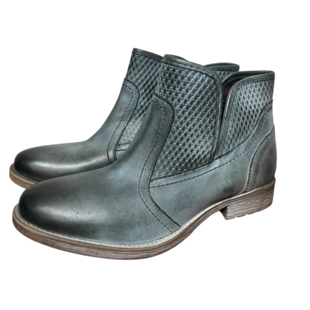 Roan by Bed Stu Grey Blue Leather Ankle Boots 8